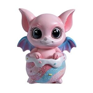 Potion Pal- Pink Bat Figurine with Blue Wings